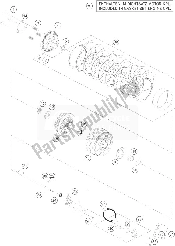 All parts for the Clutch of the KTM 1190 RC8 R White USA 2014