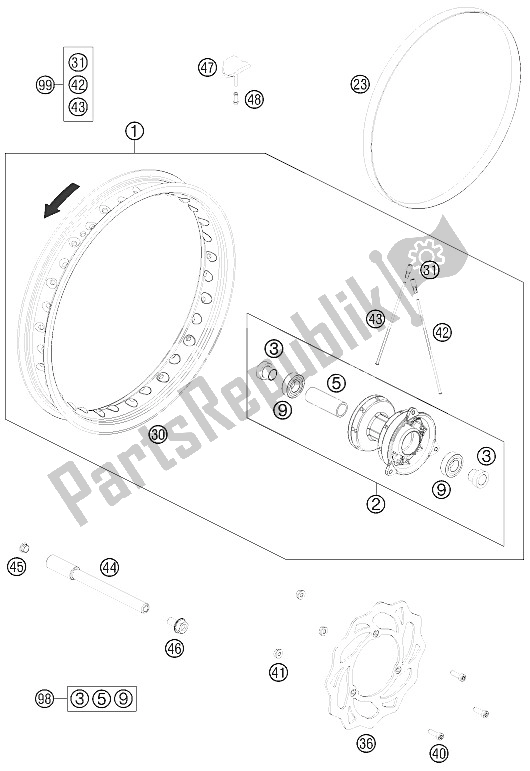 Tutte le parti per il Ruota Anteriore del KTM 65 SXS USA 2012