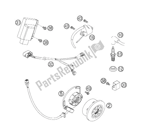 All parts for the Ignition System 2k-2 of the KTM 200 XC W South Africa 2006