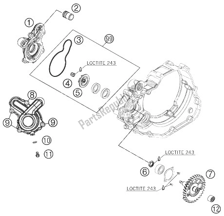 All parts for the Water Pump of the KTM 450 SX ATV Europe 2010