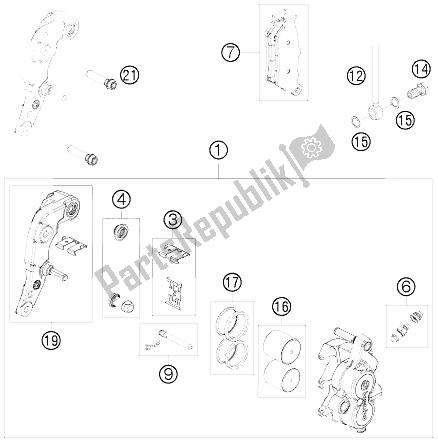 Todas las partes para Pinza De Freno Delantera de KTM 690 Enduro R 09 Australia United Kingdom 2009