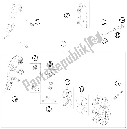 All parts for the Brake Caliper Front of the KTM 690 Enduro R 09 Europe 2009