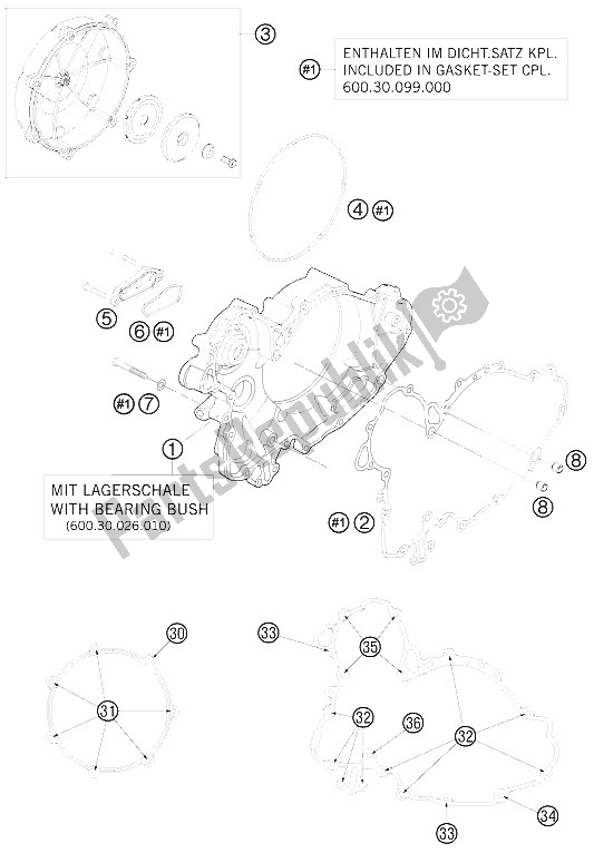 All parts for the Clutch Cover of the KTM 950 Super Enduro R Europe 2008