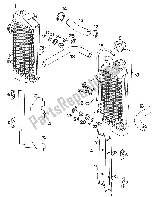 Alle onderdelen voor de Koelsysteem 125 ? 94 van de KTM 125 E XC USA 1994