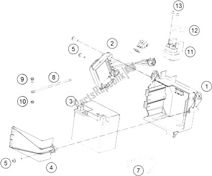 All parts for the Battery of the KTM Freeride 350 Europe 2015