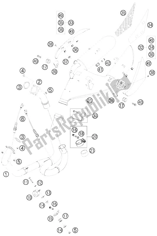 Todas as partes de Sistema De Exaustão do KTM 990 Super Duke Black Australia United Kingdom 2008