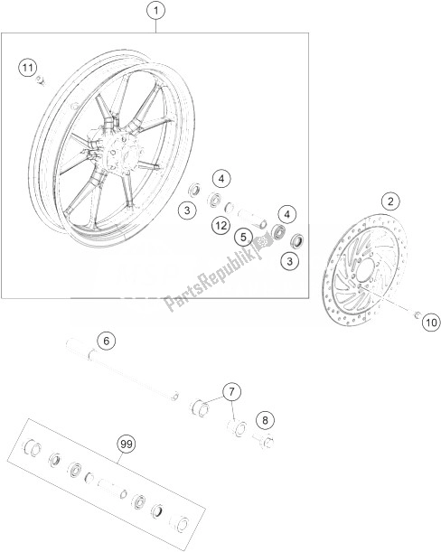 Todas las partes para Rueda Delantera de KTM 200 Duke OR W O ABS CKD 14 China 2014