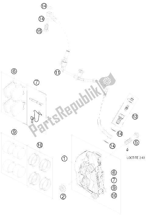 Tutte le parti per il Pinza Freno Anteriore del KTM 690 Duke Orange Japan 2008