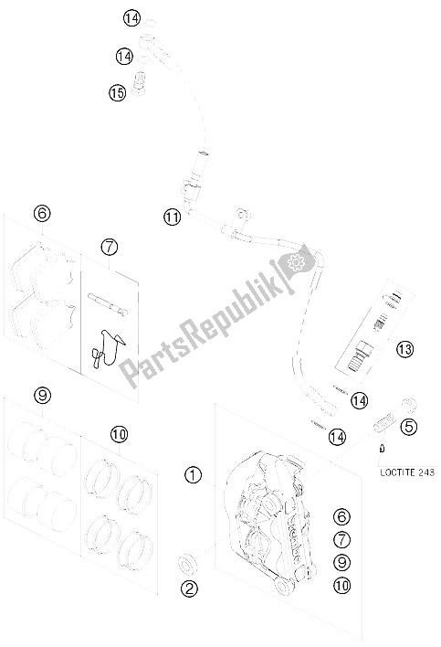 Tutte le parti per il Pinza Freno Anteriore del KTM 690 Duke White Europe 2008