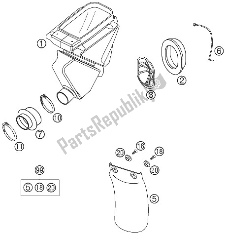 All parts for the Air Filter Box 65 Sx 2002 of the KTM 65 SX Europe 2002