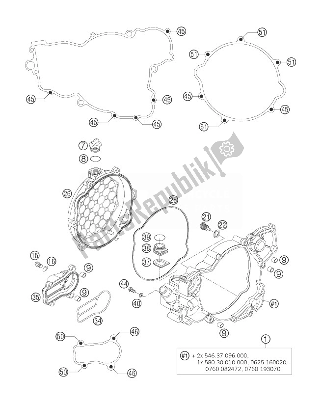 Tutte le parti per il Coperchio Frizione del KTM 300 EXC Europe 2007