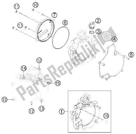 Todas as partes de Tampa Da Embreagem do KTM 50 SX Europe 2015
