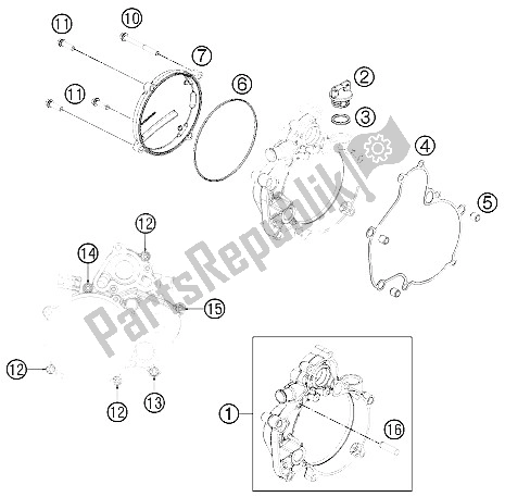 All parts for the Clutch Cover of the KTM 50 SX Europe 2016