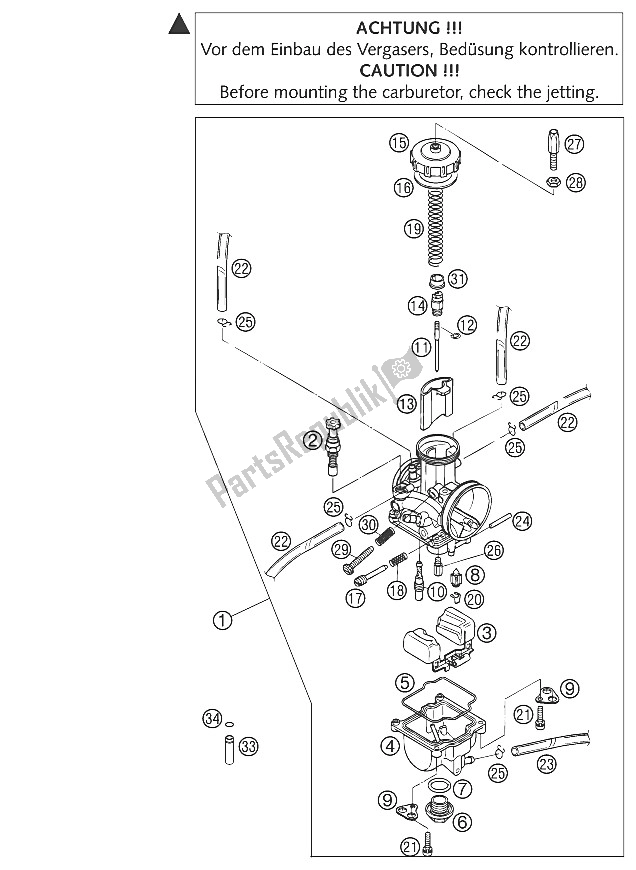 Todas las partes para Carburador Keihin Pwk 38 Ag de KTM 250 EXC Europe 2002