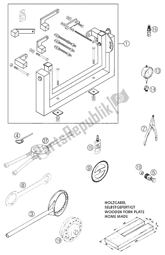 Toutes les pièces pour le Outils Spéciaux 250/300 du KTM 250 SX Vorserie MOD 03 Europe 2002