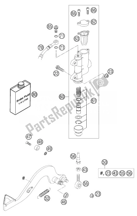 Wszystkie części do Sterowanie Hamulcem Tylnym 50 Senior KTM 50 SX PRO Senior LC Europe 2004
