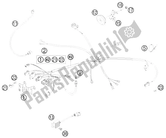 All parts for the Wiring Harness of the KTM 250 EXC SIX Days Europe 2008
