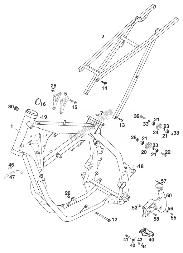 Todas as partes de Quadro, 125-200 '99 do KTM 125 EGS 6 KW Europe 1999