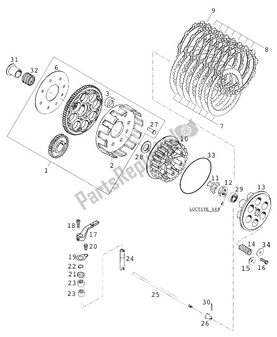 All parts for the Clutch E-starter of the KTM 400 LC 4 98 Australia 1998