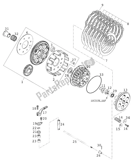 Alle onderdelen voor de Koppeling E-starter van de KTM 400 LC 4 98 Europe 930386 1998