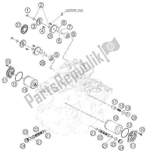 All parts for the Lubricating System of the KTM 690 Duke Orange Japan 2008