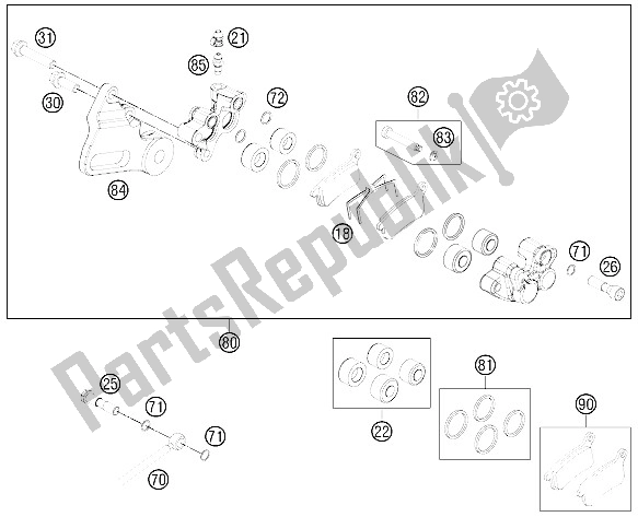 All parts for the Brake Caliper Rear of the KTM 65 SX Europe 2012