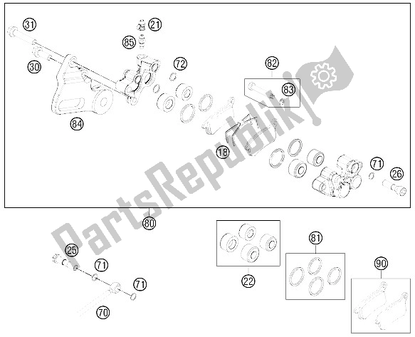 All parts for the Brake Caliper Rear of the KTM 65 SX Europe 2015