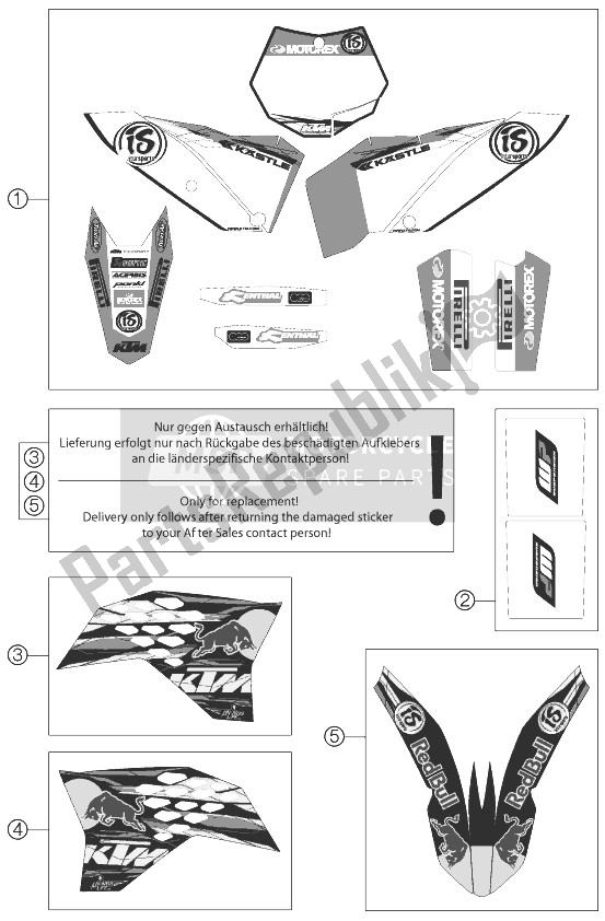 All parts for the Decal of the KTM 250 SX F Fact Repl Musq ED 10 Europe 2010