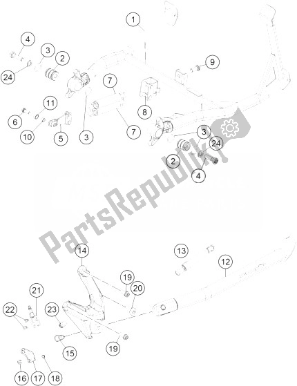 All parts for the Side- Center Stand of the KTM 1190 Adventure R ABS France 2014