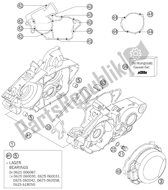 Todas las partes para Caja Del Motor de KTM 125 SXS Europe 2006