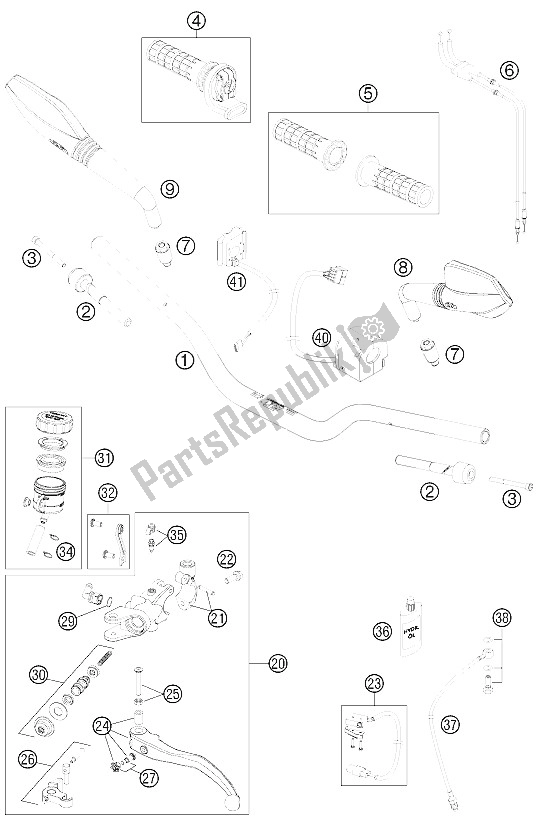 Toutes les pièces pour le Guidon, Commandes du KTM 690 Duke Black Europe 2011