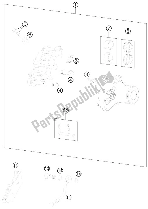 Tutte le parti per il Pinza Freno Posteriore del KTM 990 Supermoto R Australia United Kingdom 2011