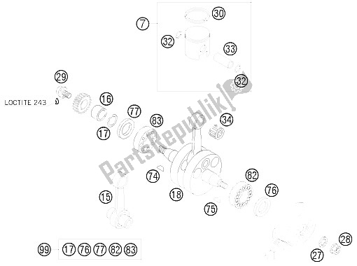 Todas las partes para Cigüeñal, Pistón de KTM 85 XC 17 14 USA 2009