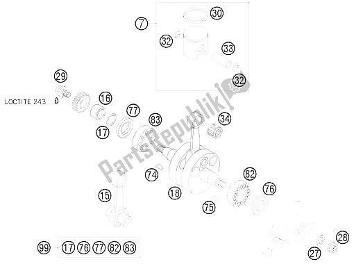 All parts for the Crankshaft, Piston of the KTM 85 XC USA 2008
