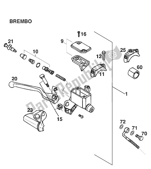 All parts for the Hand Brake Cylinder Brembo ? 94 of the KTM 350 E XC 20 KW SUP COM Europe 1994