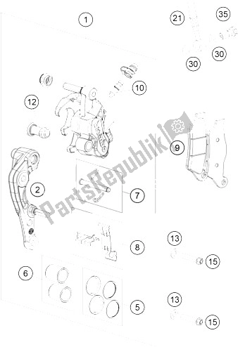 All parts for the Brake Caliper Front of the KTM 250 EXC SIX Days Europe 2016