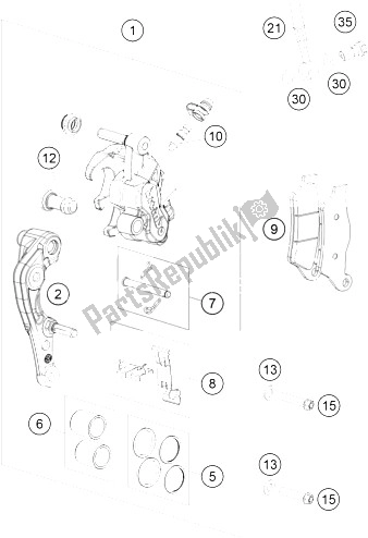 All parts for the Brake Caliper Front of the KTM 350 EXC F SIX Days Europe 2016