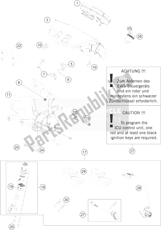 Todas las partes para Instrumentos / Sistema De Bloqueo de KTM 990 Adventure LIM Edit Australia United Kingdom 2010