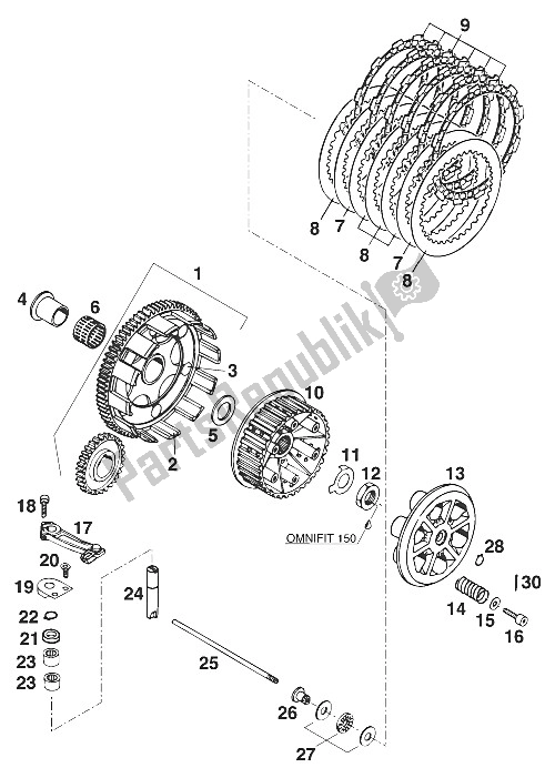 All parts for the Clutch 350-620 Lc4'94 of the KTM 620 SX WP Europe 1994