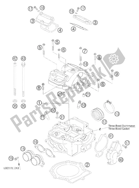 Toutes les pièces pour le Culasse 250-525 Exc + Mxc du KTM 250 EXC Factory Europe 2005