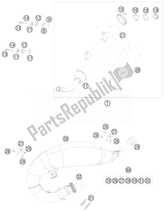 Toutes les pièces pour le Système D'échappement du KTM 125 EXC SIX Days Europe 2010