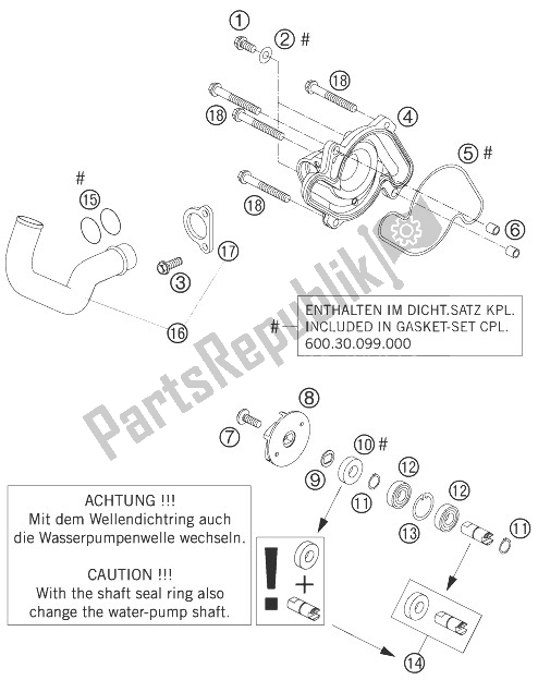 Tutte le parti per il Pompa Dell'acqua del KTM 950 Adventure S Orange USA 2003