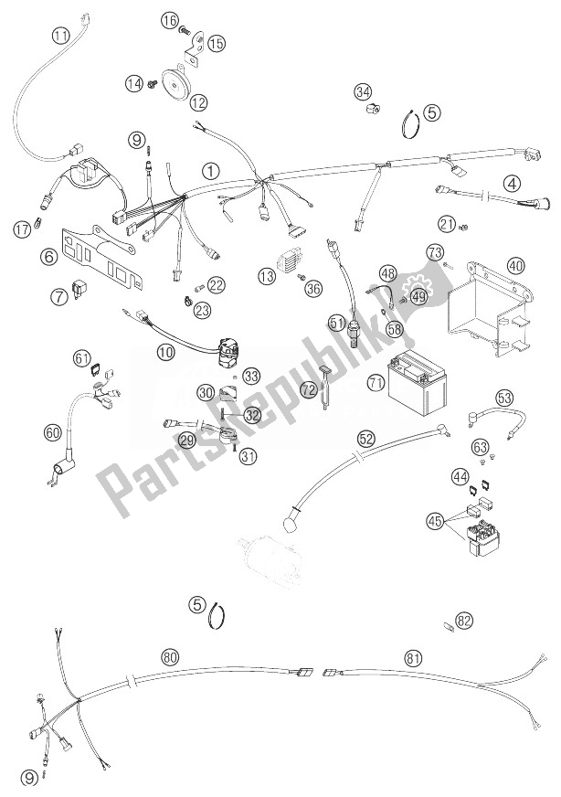 All parts for the Wiring Harness Racing Eu, Aus of the KTM 250 EXC Racing Australia 2003