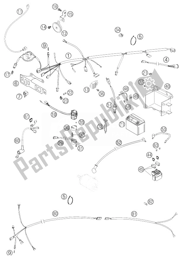 All parts for the Wiring Harness Racing Eu, Aus of the KTM 525 EXC Racing SIX Days Europe 2003