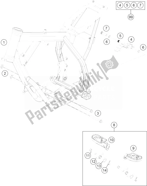 All parts for the Frame of the KTM 50 SX Europe 2014