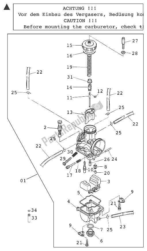 Toutes les pièces pour le Carburateur Keihin Pwk 39 / 38ag du KTM 125 EXC Australia 2001