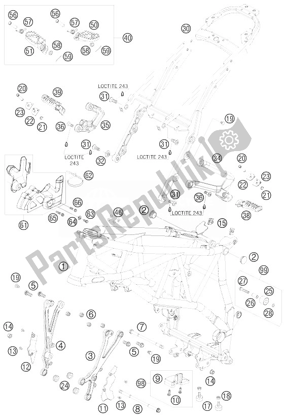 All parts for the Frame, Sub Frame of the KTM 950 Superenduro R Europe 2007
