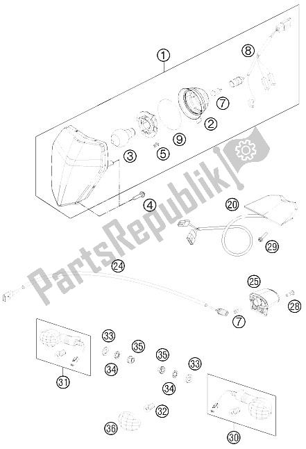 All parts for the Lighting System of the KTM 300 EXC SIX Days Europe 2012