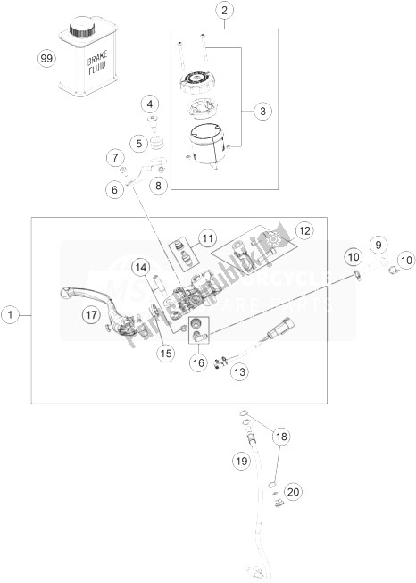 All parts for the Hand Brake Cylinder of the KTM 1290 Superduke R Black ABS 14 Australia 2014