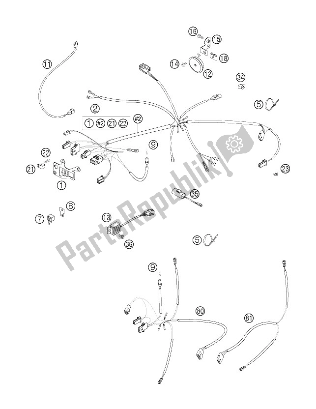 Todas las partes para Arnés De Cableado de KTM 300 EXC Europe 2006